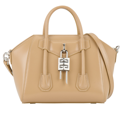 Mini Antigona Lock, &pound;650, Handbags, Beige, Leather, Front view